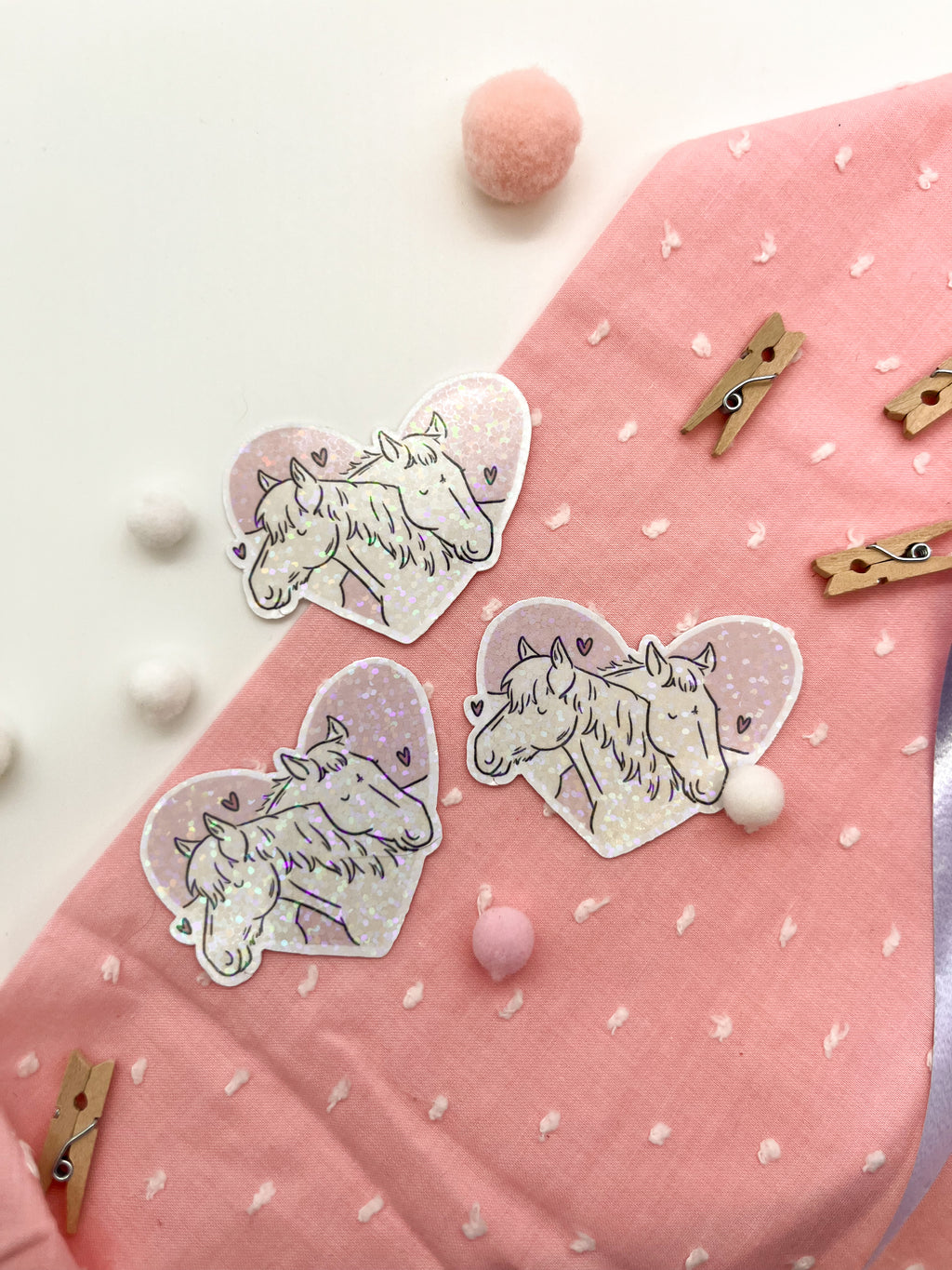 Glitzersticker "Herzchenpferde"